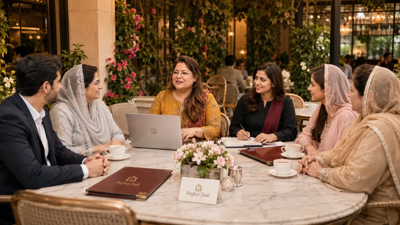 Mrs. Khalil guiding families during a private Perfect Jodi matchmaking consultation